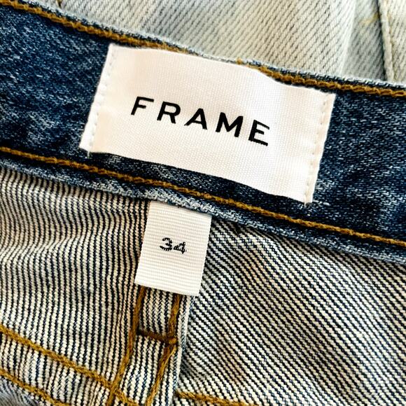 NWT Frame Le Garcon Distressed Straight Leg Mid Rise Plus Size 34 Jeans - Picture 8 of 8